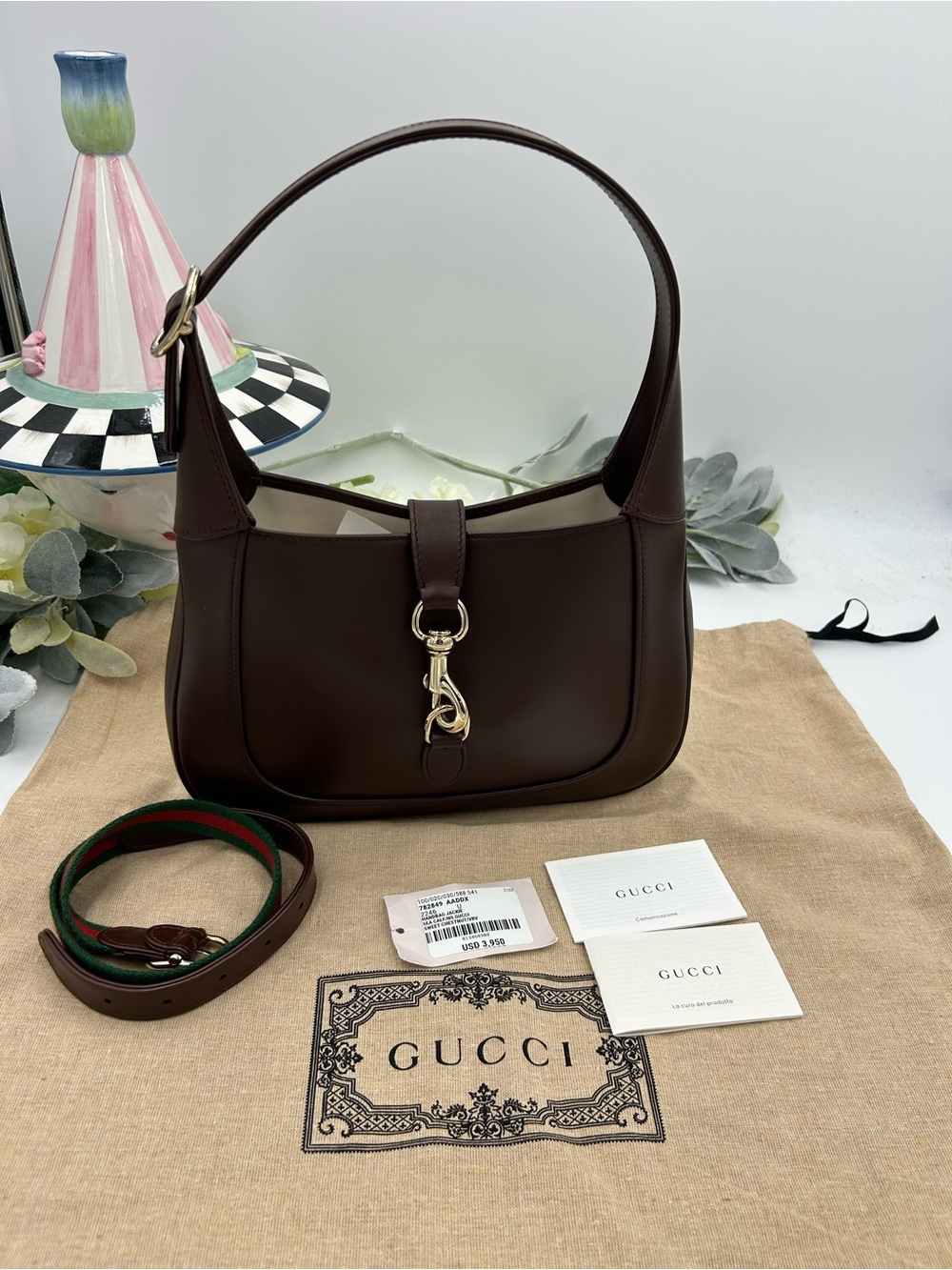 Women's Gucci Jackie 1961 calf skin Leather shoulder Bag made in Italy - Picture 2 of 16